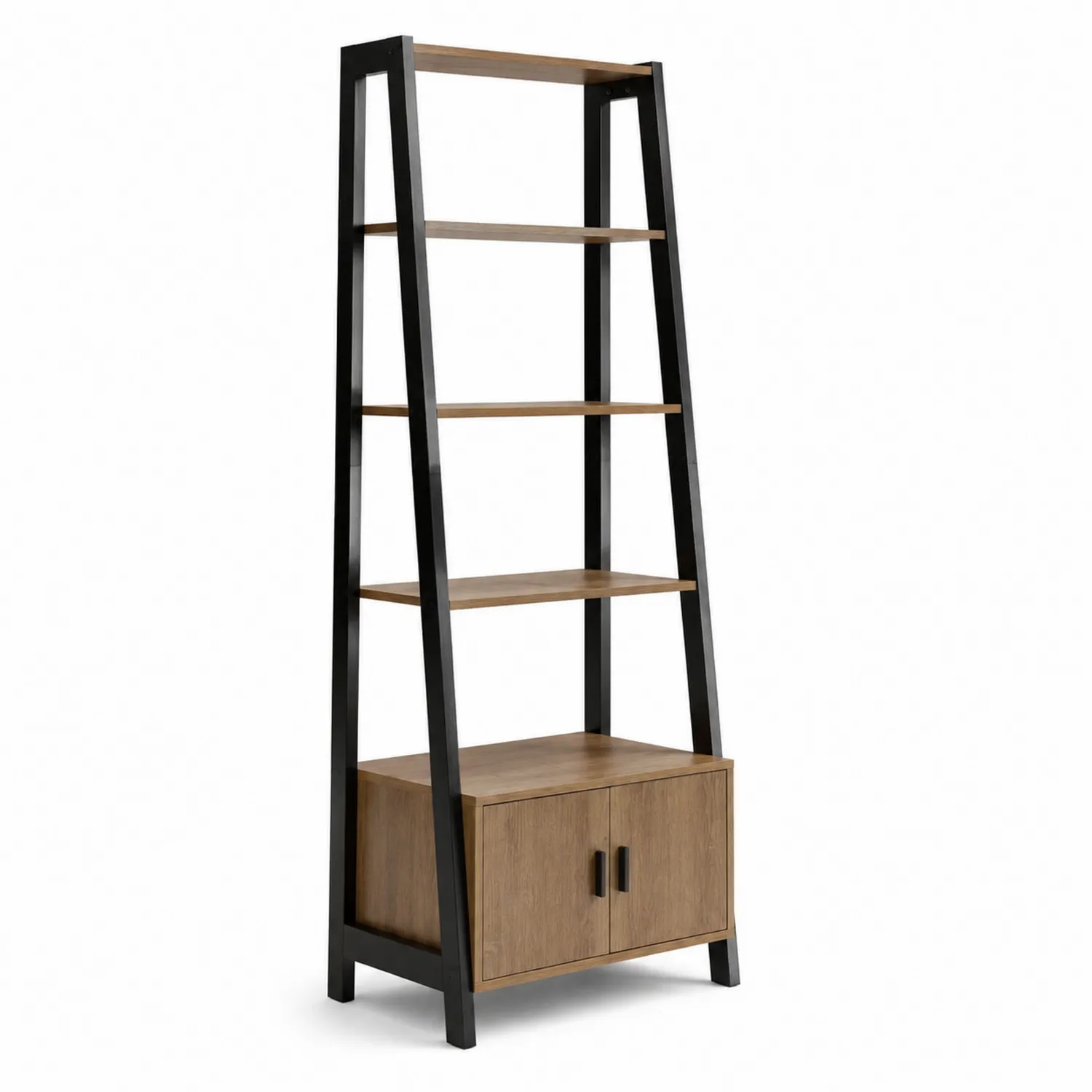 Leiterregal Holz und Metall 180x80x40 cm Schwarz/Braun