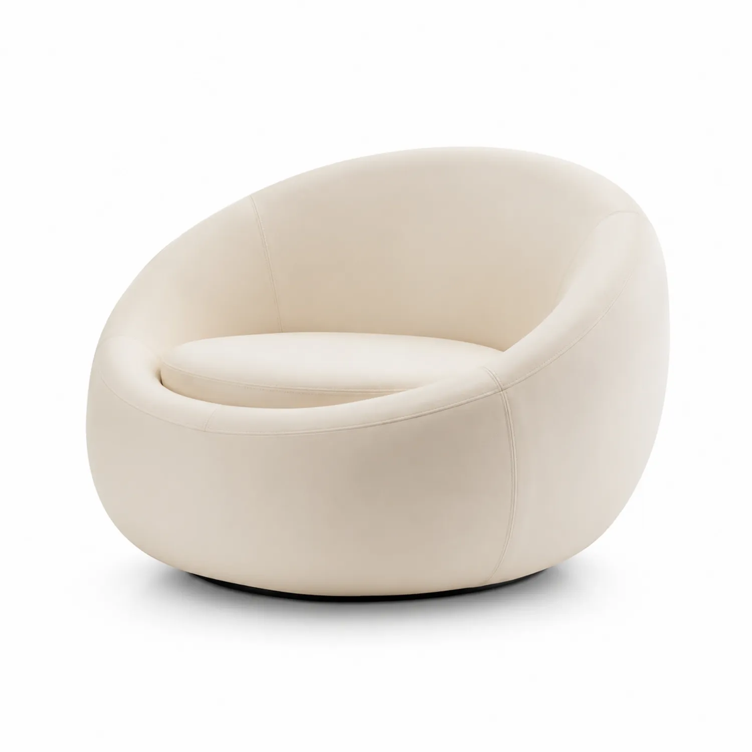 Runder Loungesessel Beige Lederimitat 80cm