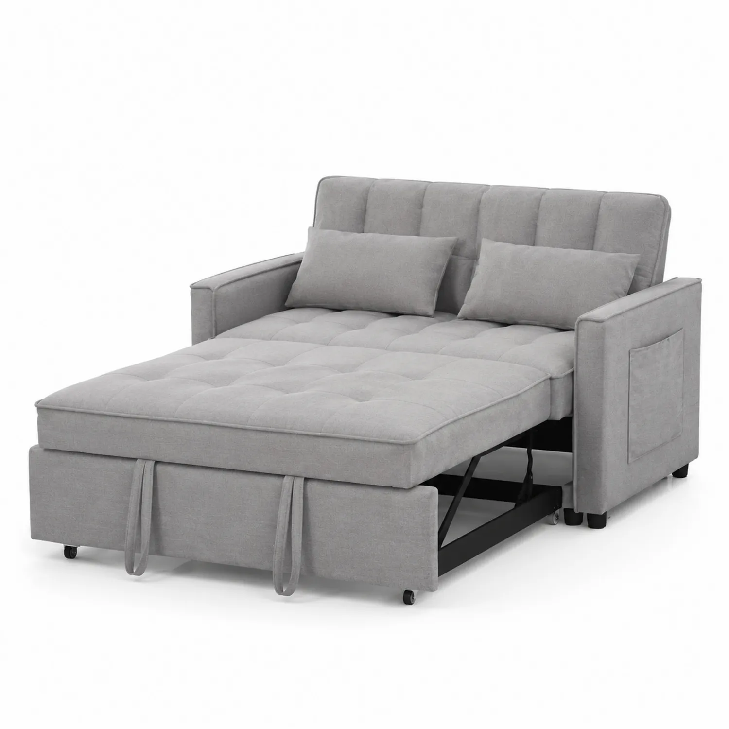 Bettsofa aus Polyester Grau mit ausziehbarer Matratze 190x150 cm