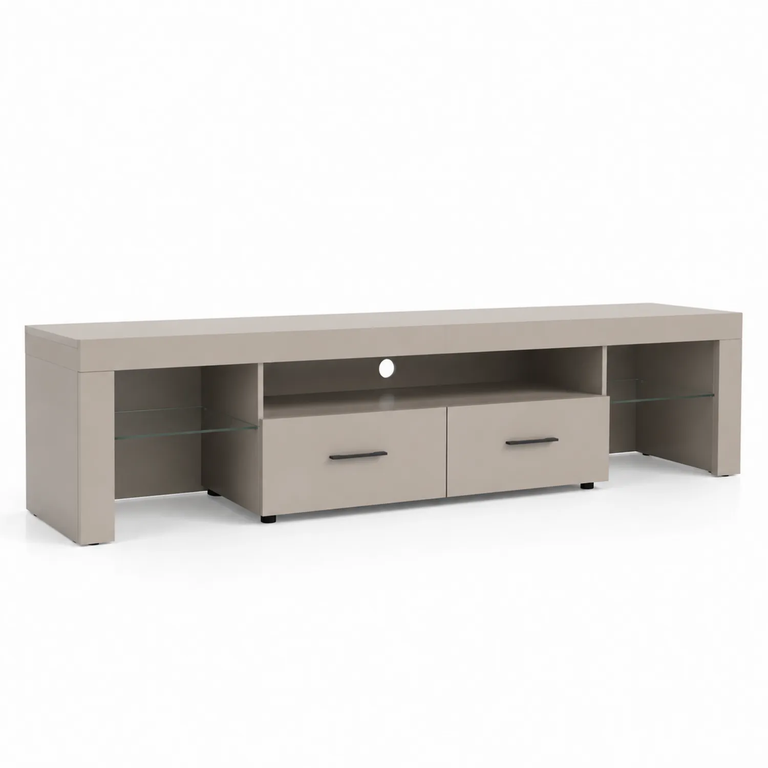 TV-Schrank beige 160x40x45 cm MDF gehärtetes Glas