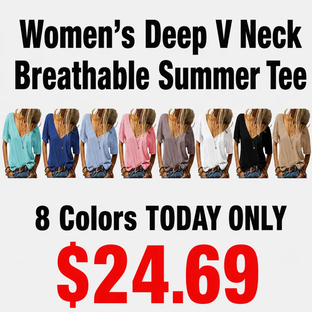 Women's Deep V Neck Breathable Summer Tee