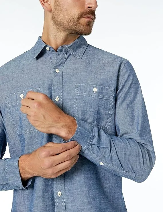 Men's Regular-Fit Long-Sleeve Chambray Shirt