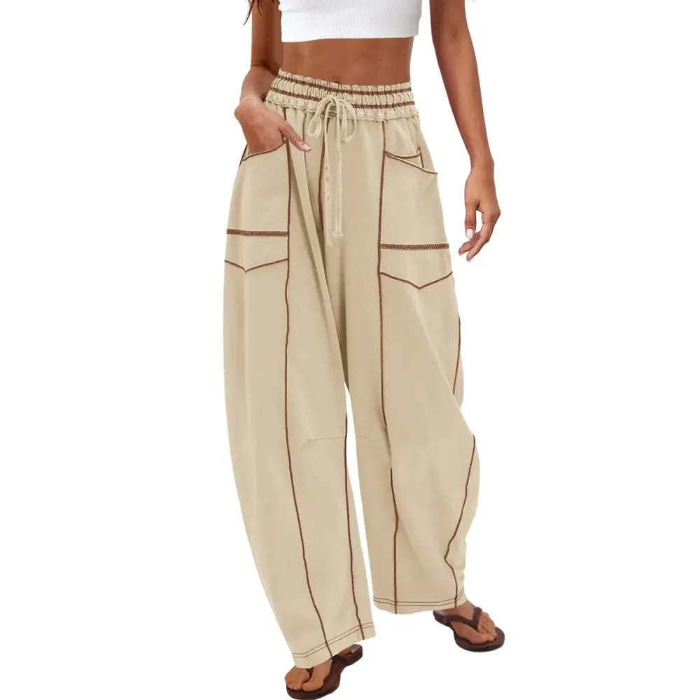 Minimalist Wide Leg Drawstring Pants