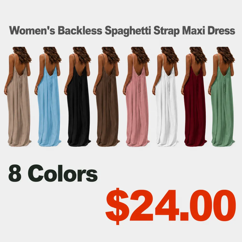 Women's Cotton Linen Backless Loose Dress