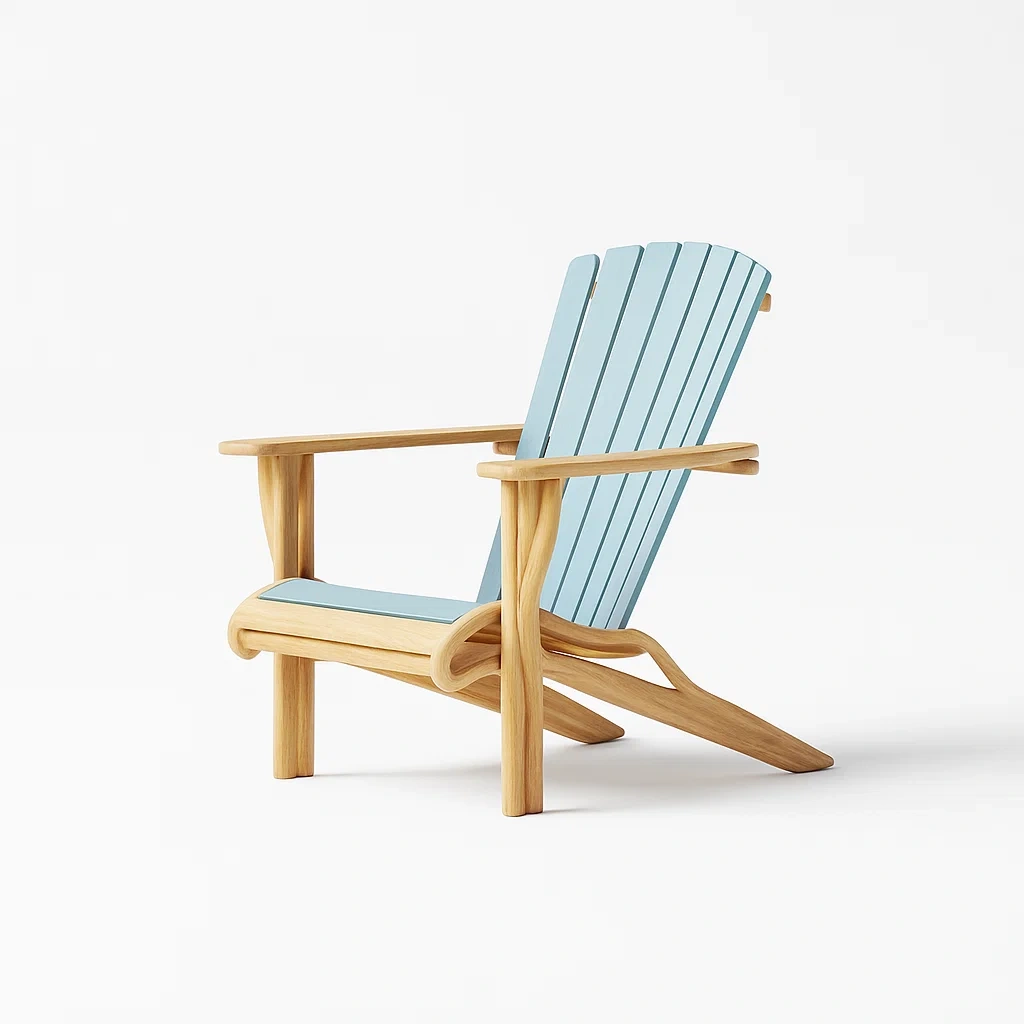 Gartenstuhl Holz mit blauen Polypropylenlatten-decorfusionhome