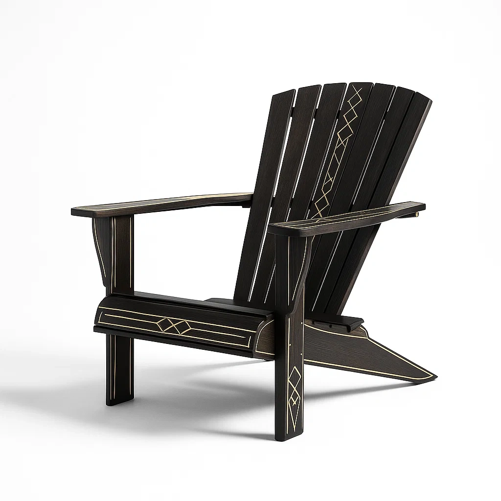Adirondack Gartenstuhl Holz Schwarz mit Goldakzenten-decorfusionhome