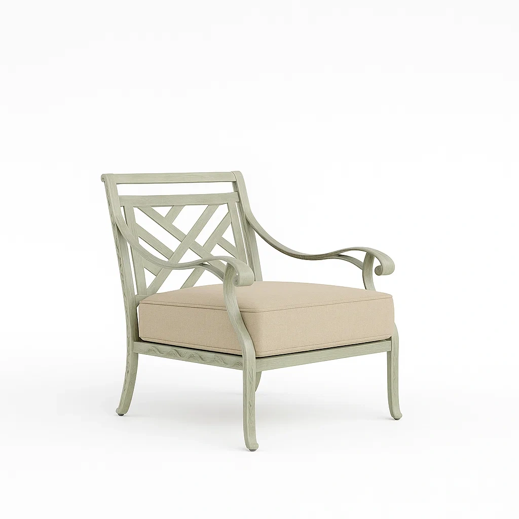 Aluminium Outdoor-Sessel Hellgrün Beige Kissen-decorfusionhome