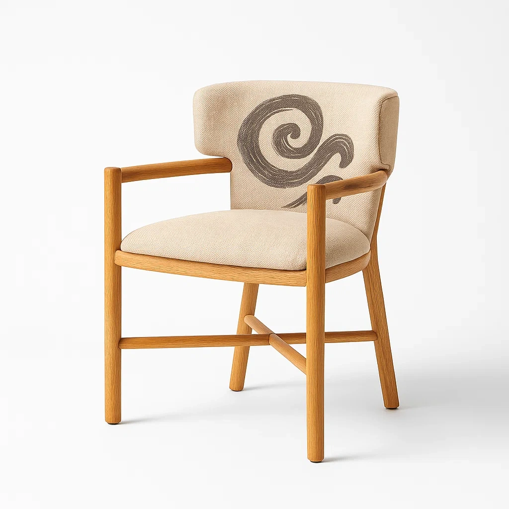 Leinenstuhl mit Kiefernholzrahmen Beige-decorfusionhome