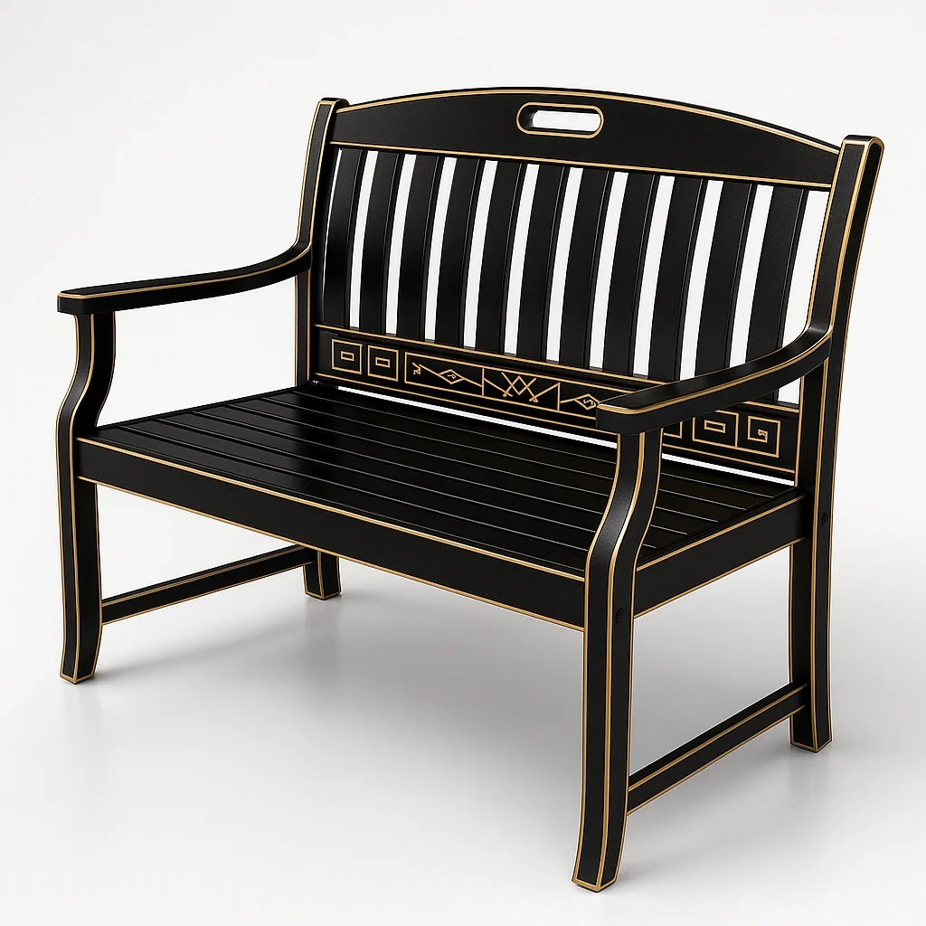 Schwarzmetallbank mit Gravur 130x60x90 cm-decorfusionhome
