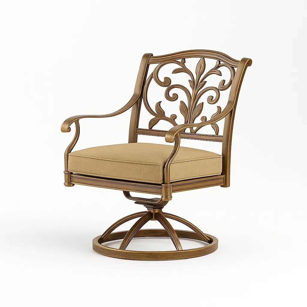 Drehbarer Aluminiumstuhl mit floralen Mustern und Polyester-Sitz-decorfusionhome