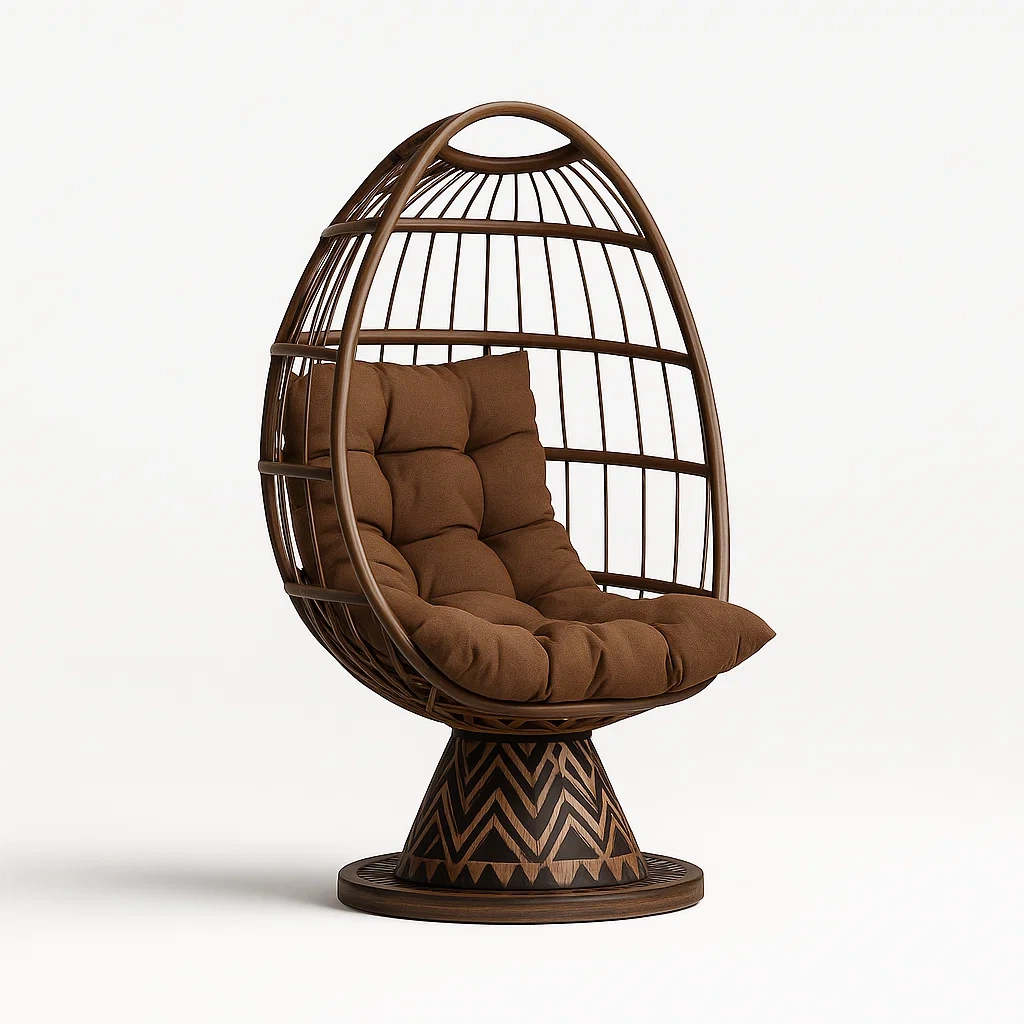 Rattan Ei Stuhl mit Baumwollkissen 120 cm-decorfusionhome