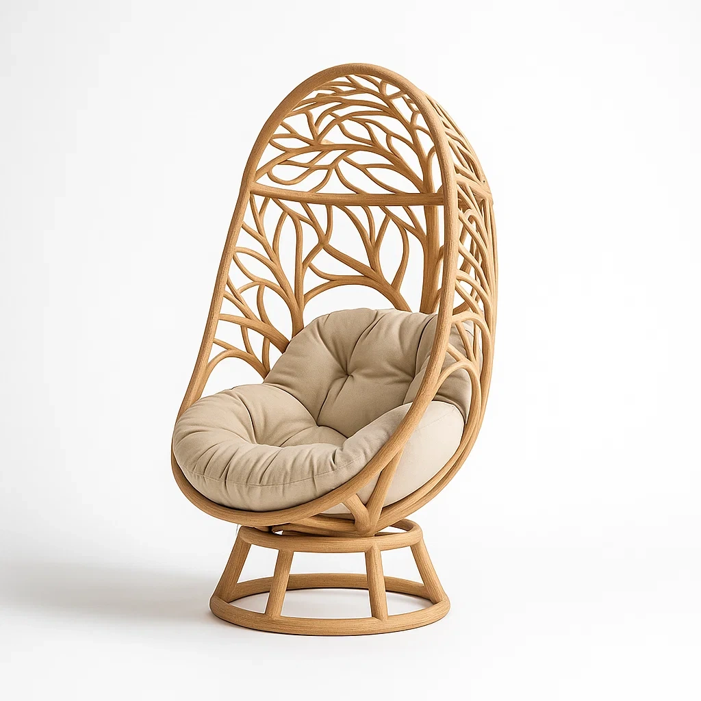 Rattan Hängesessel mit Stoffkissen-decorfusionhome
