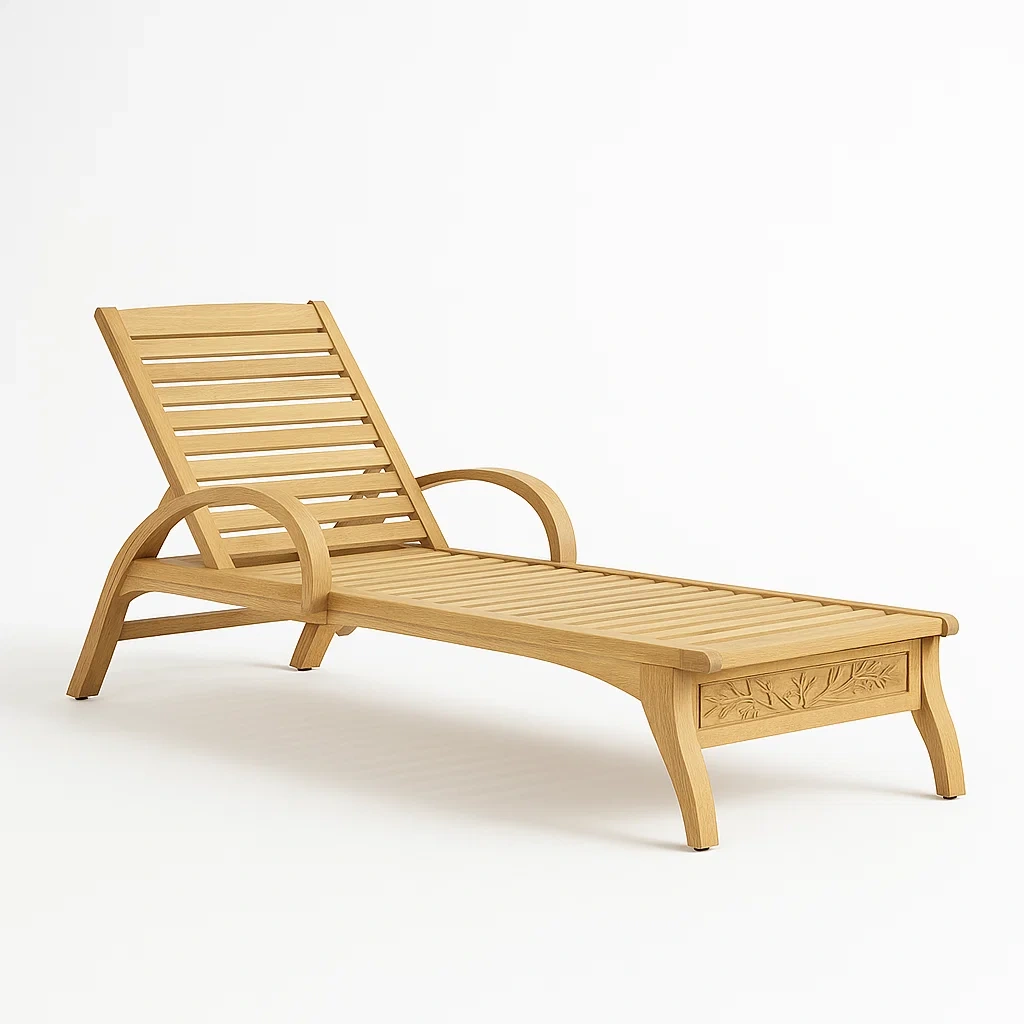 Gartenliege aus Teakholz mit Verstellbarer Rückenlehne-decorfusionhome