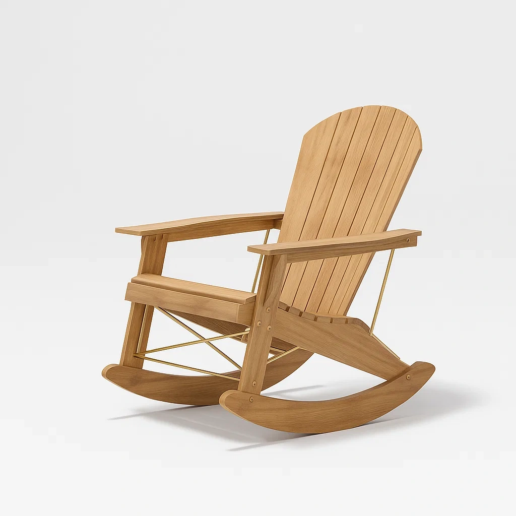 Eiche Holzschaukelstuhl für Innen- und Außenbereich-decorfusionhome