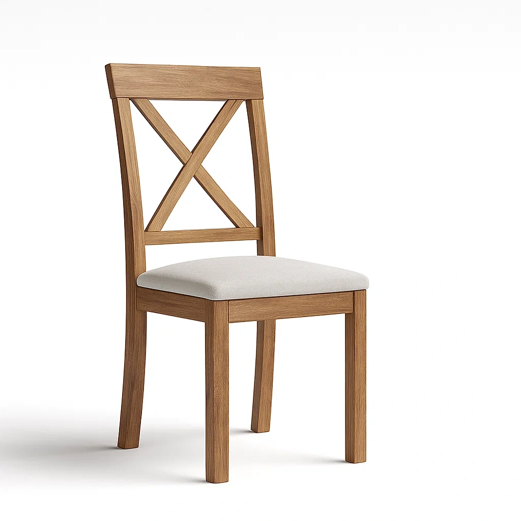 Esszimmerstuhl aus Eichenholz mit gepolstertem Sitz Beige-decorfusionhome