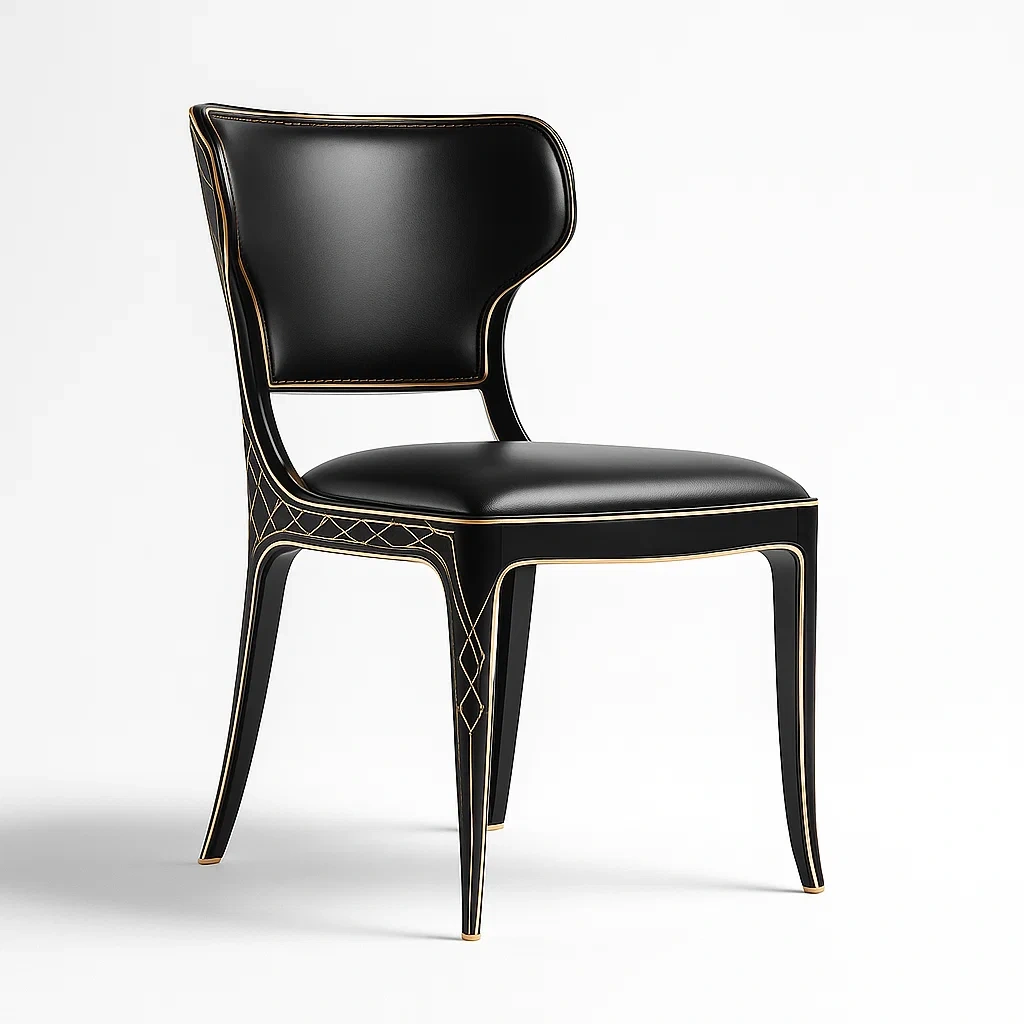 Esszimmerstuhl mit PU-Leder und Golddetails-decorfusionhome