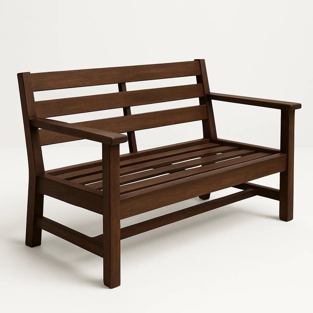 Holzbank mit Armlehnen Dunkelbraun 120x60x85cm-homelydesignhub