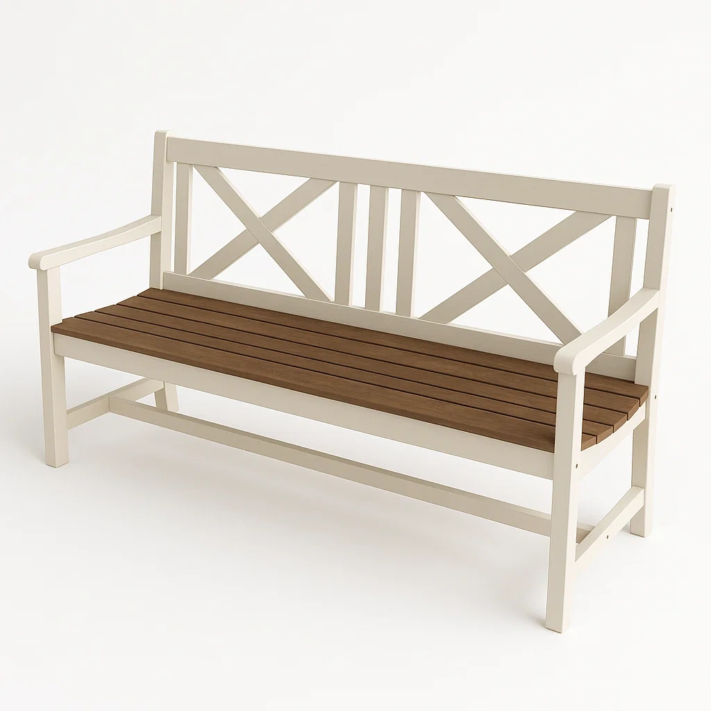 Gartenbank Holz Metall 150 cm Beige Braun-homelydesignhub