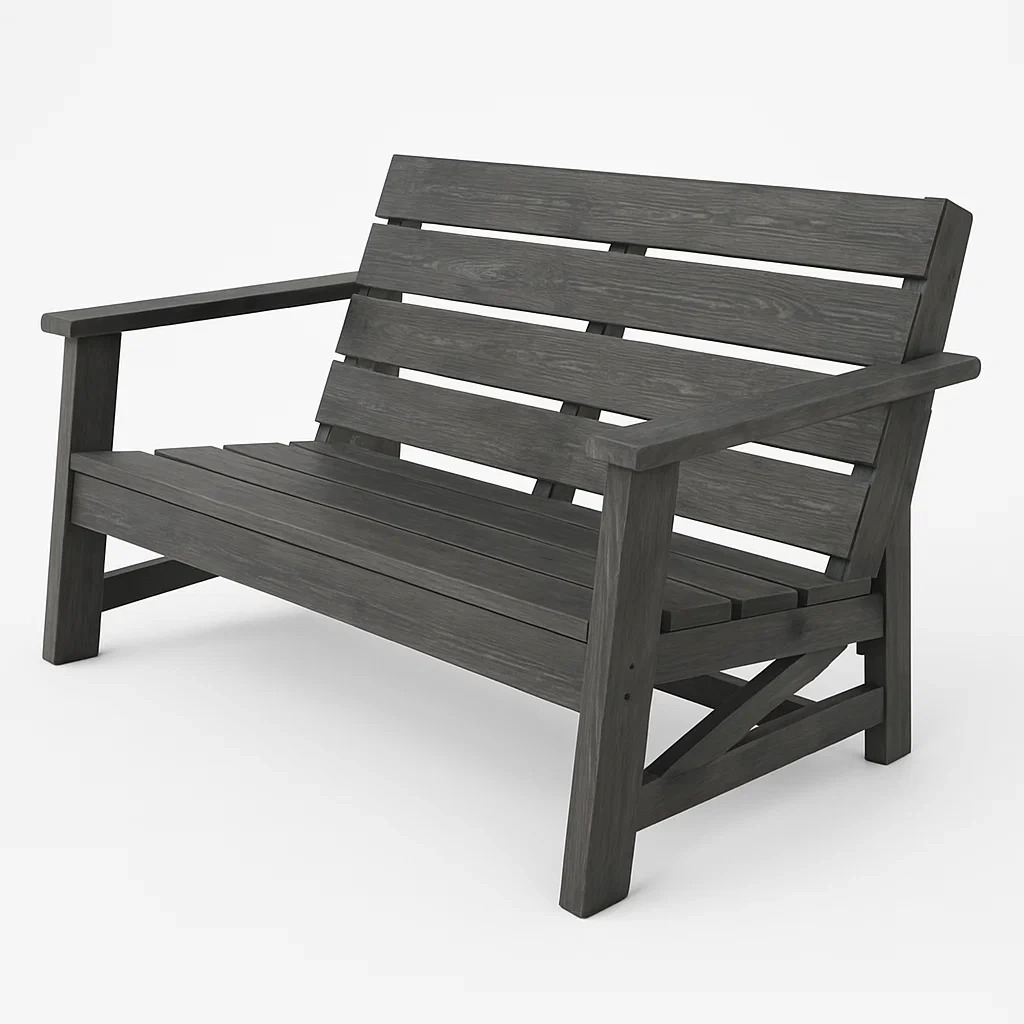 Holzbank Massives Kiefernholz Dunkelgrau-homelydesignhub