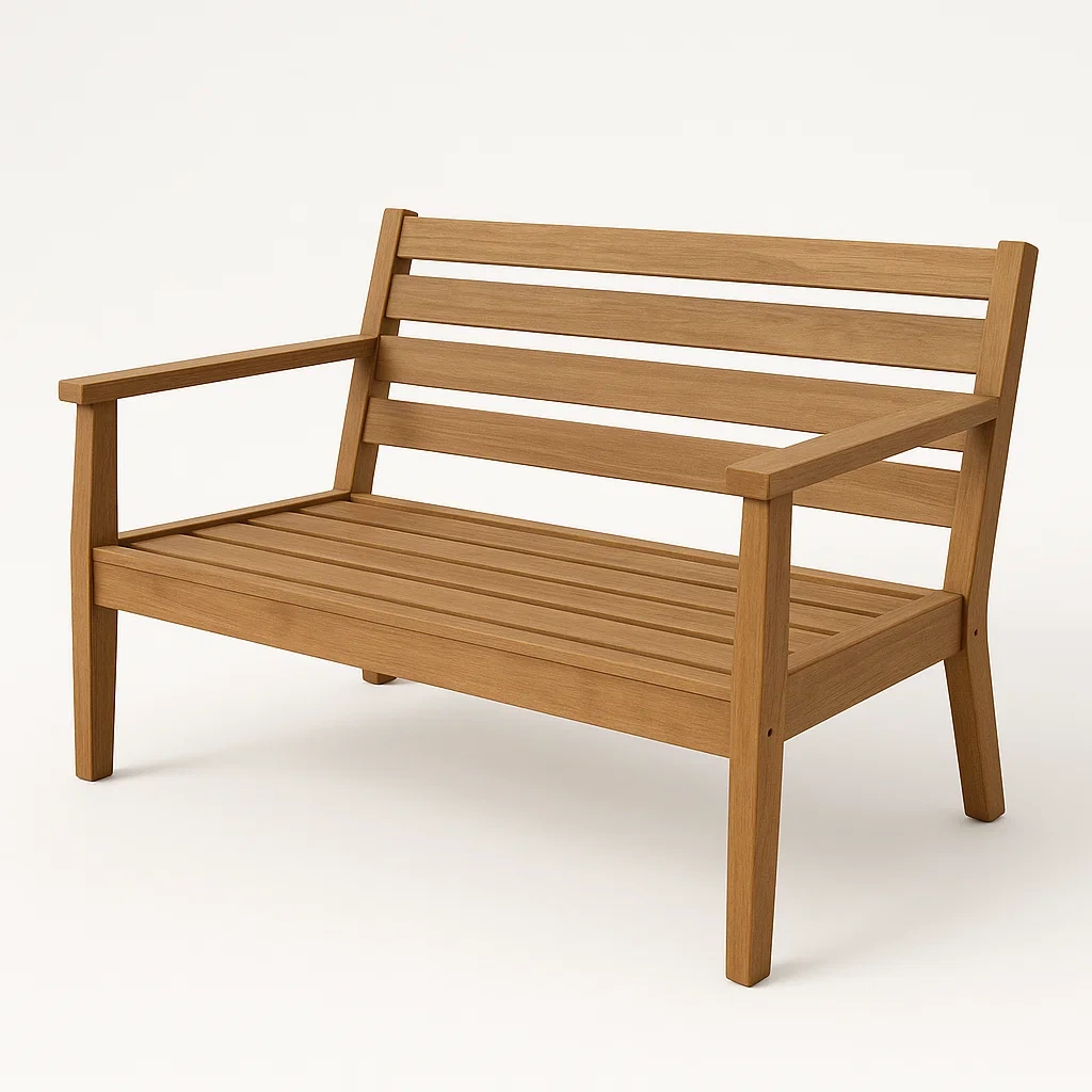 Holzbank 2-Sitzer Eichenholz Naturholz-homelydesignhub