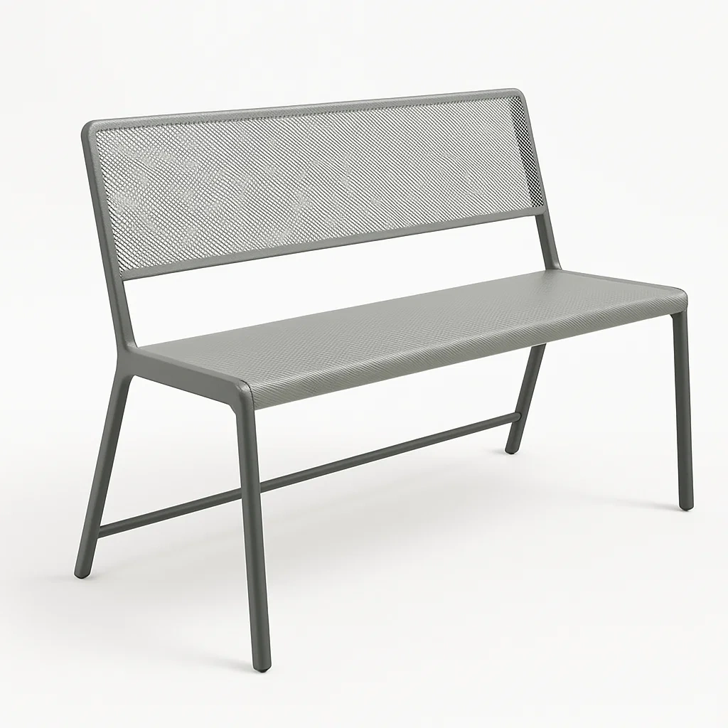 Gartenbank aus pulverbeschichtetem Stahl Grau 120cm-homelydesignhub