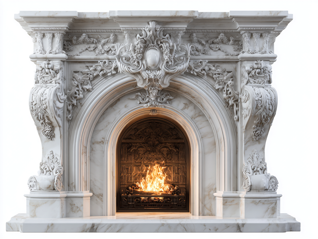 Chimeneas eléctricas estilo clásico mármol decorativo 120x40x110 cm - blanco - efecto llama realista-Nookgoshop