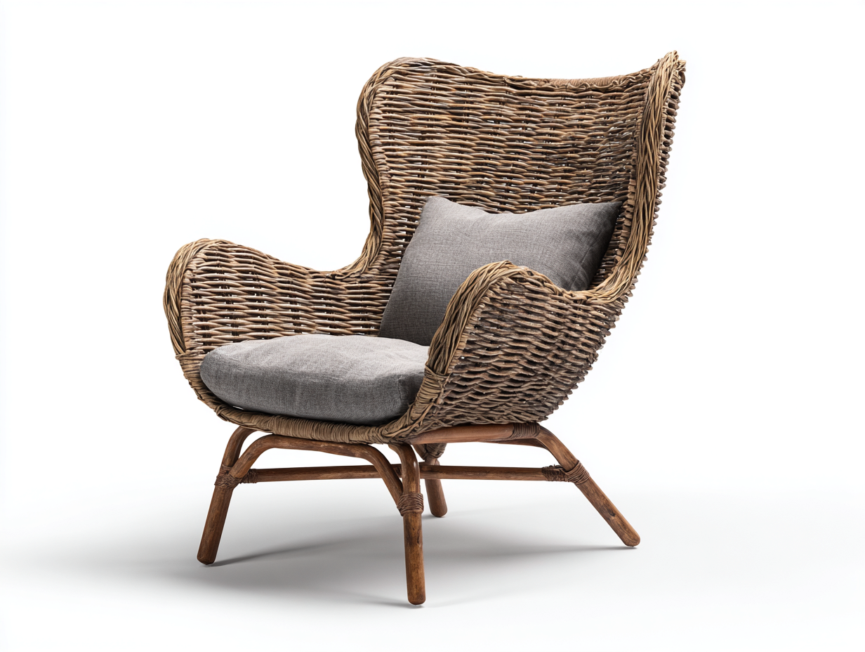 Sillones de ratán ratán natural 90x85x100 cm marrón - cojín incluido - diseño moderno envolvente-Nookgoshop