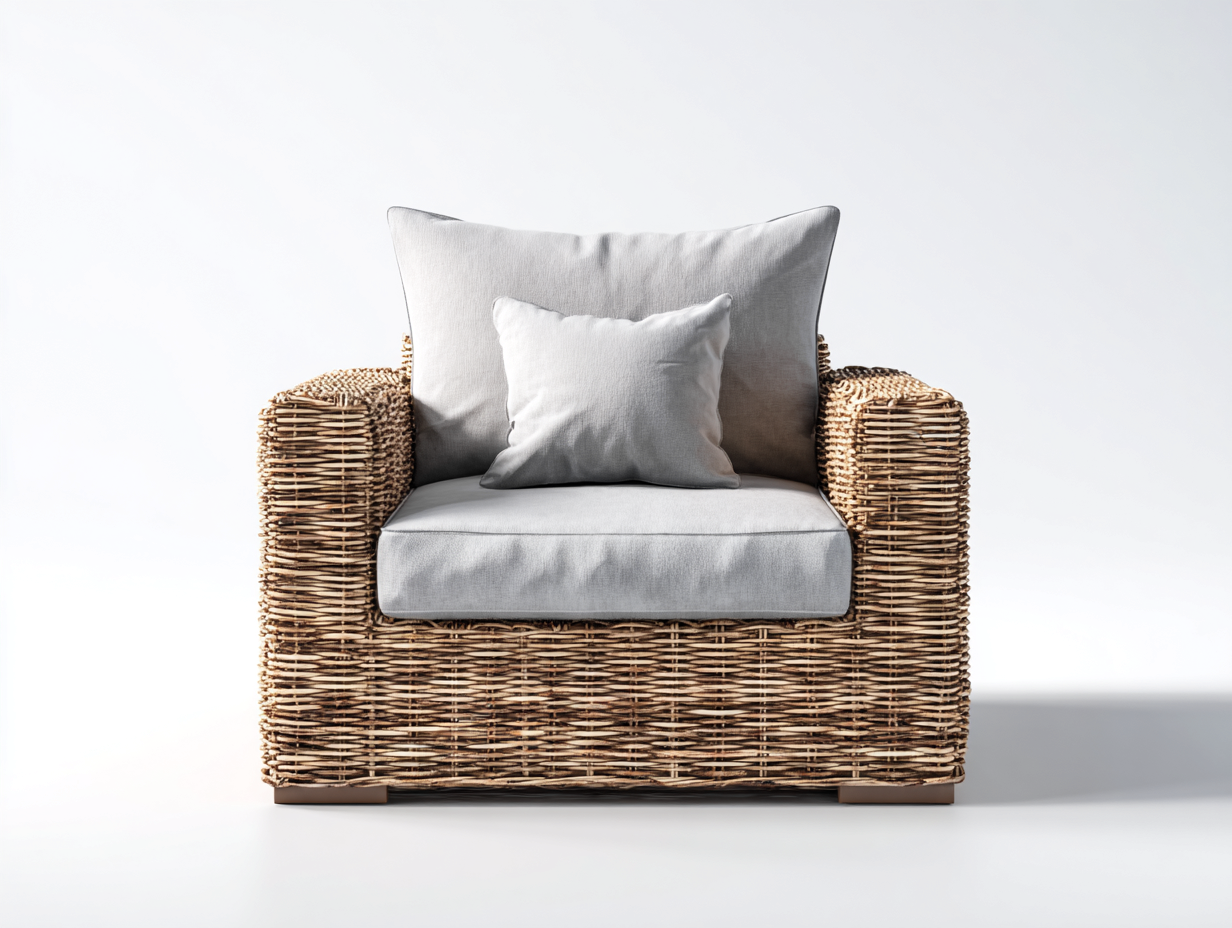 Sillones de ratán 80x75x85 cm - natural y gris claro - diseño moderno-Nookgoshop
