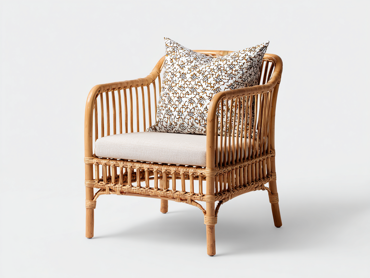 Sillones de ratán 70x75x80 cm - natural y beige - diseño artesanal-Nookgoshop