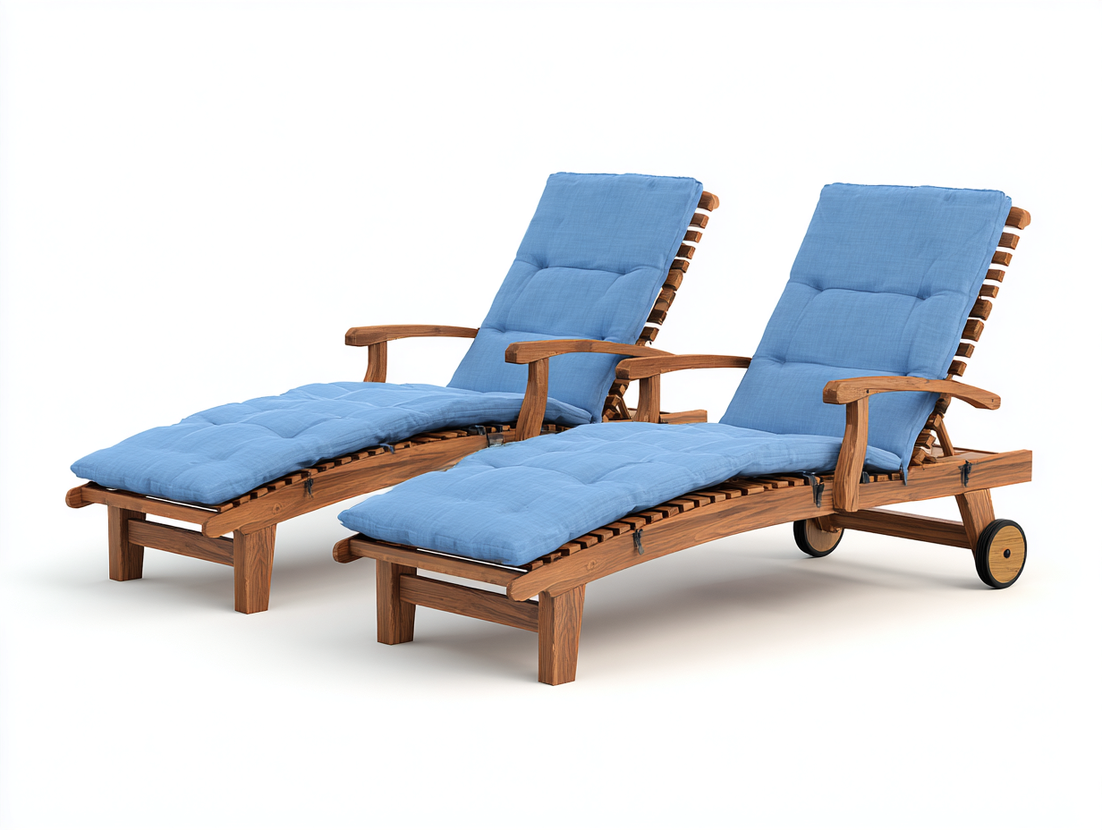 Tumbonas de jardín madera 180x65x85 cm - marrón-azul - diseño reclinable confortable-Nookgoshop