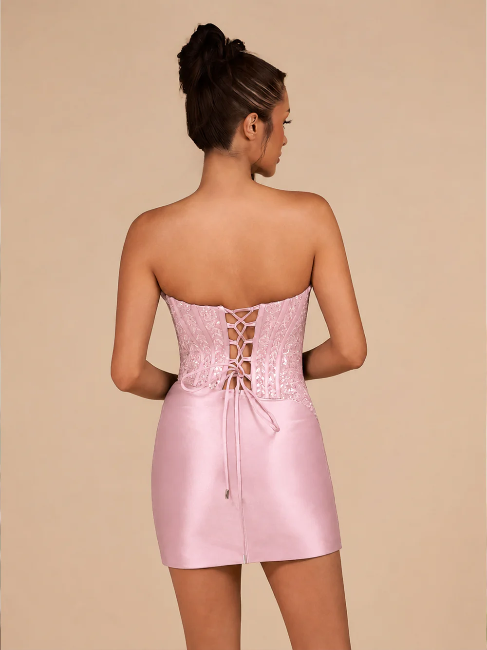 Midnight Navy Strapless Sequin Corset Mini Dress