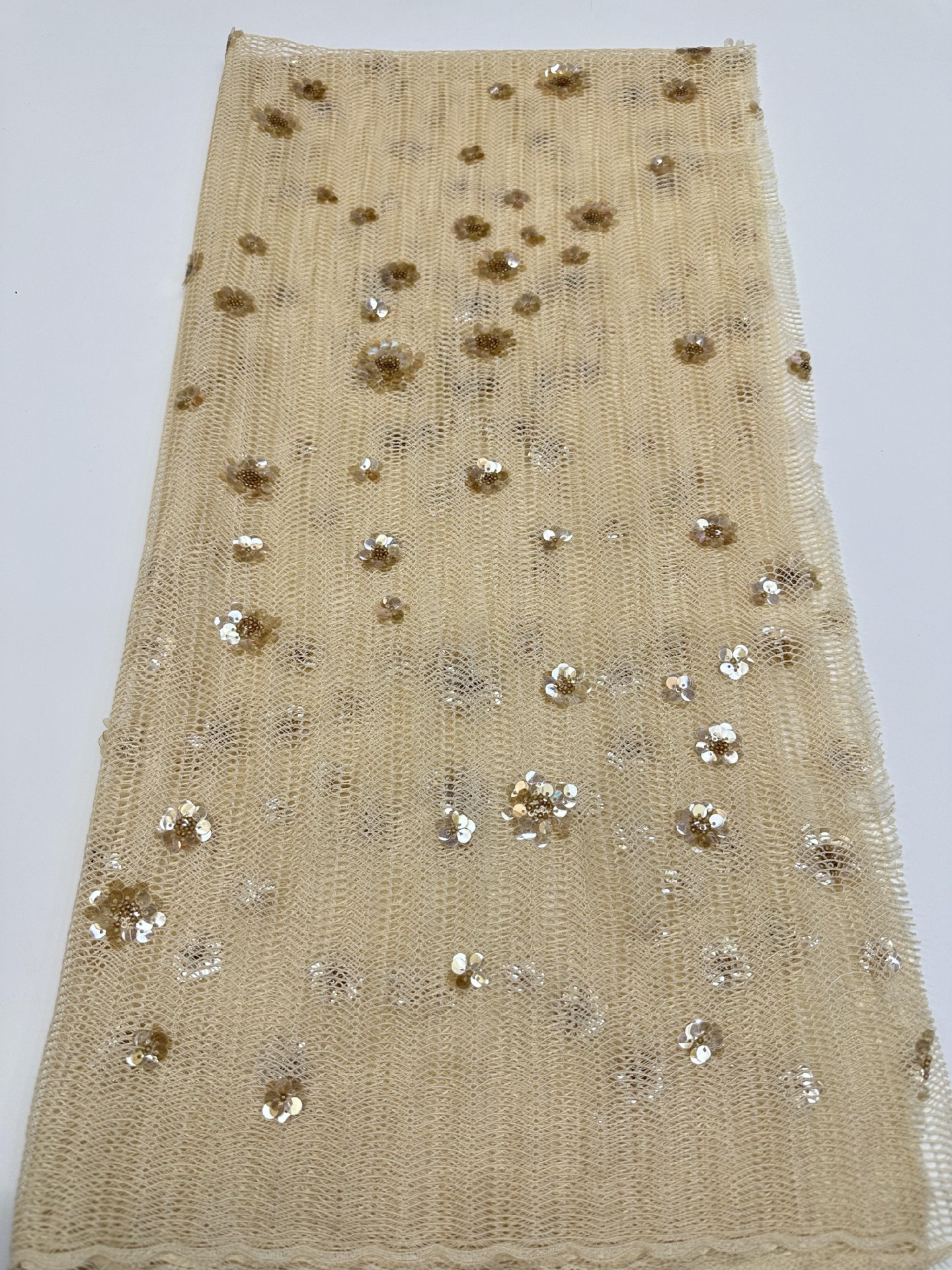 Champagne Lace Sequin Halter Mermaid Maxi Formal Dress