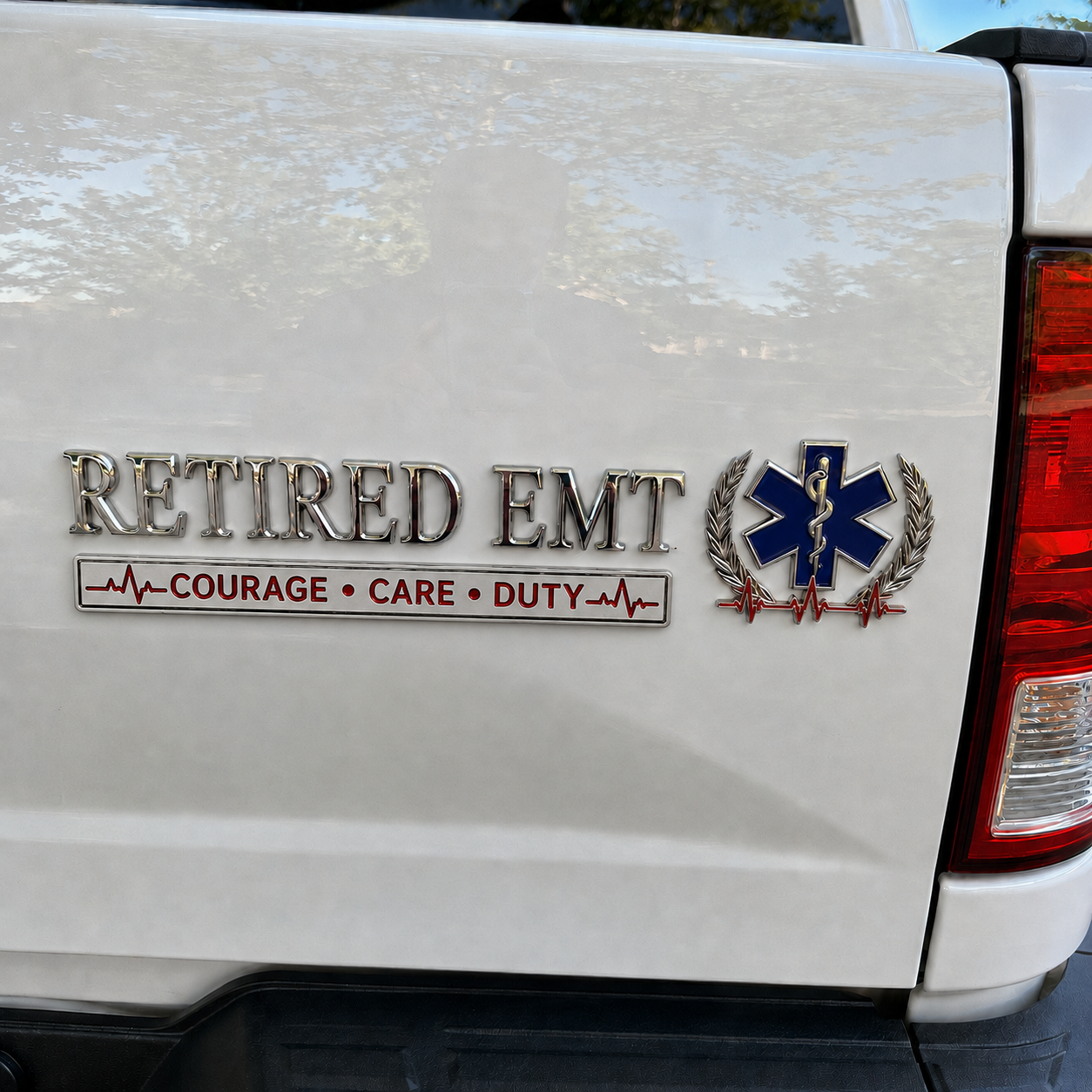 🚑 Retired EMT Courage Care Duty Car Emblem Metal Badge