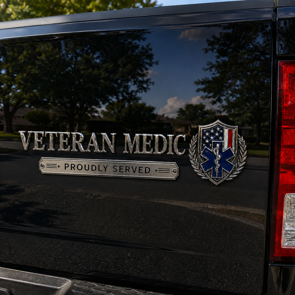 🇺🇸 Veteran Medic Proudly Served Car Emblem Metal Badge