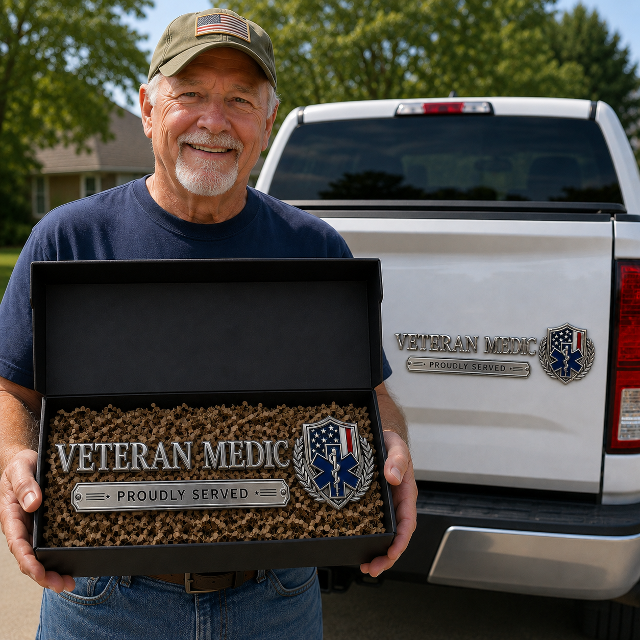 🇺🇸 Veteran Medic Proudly Served Car Emblem Metal Badge