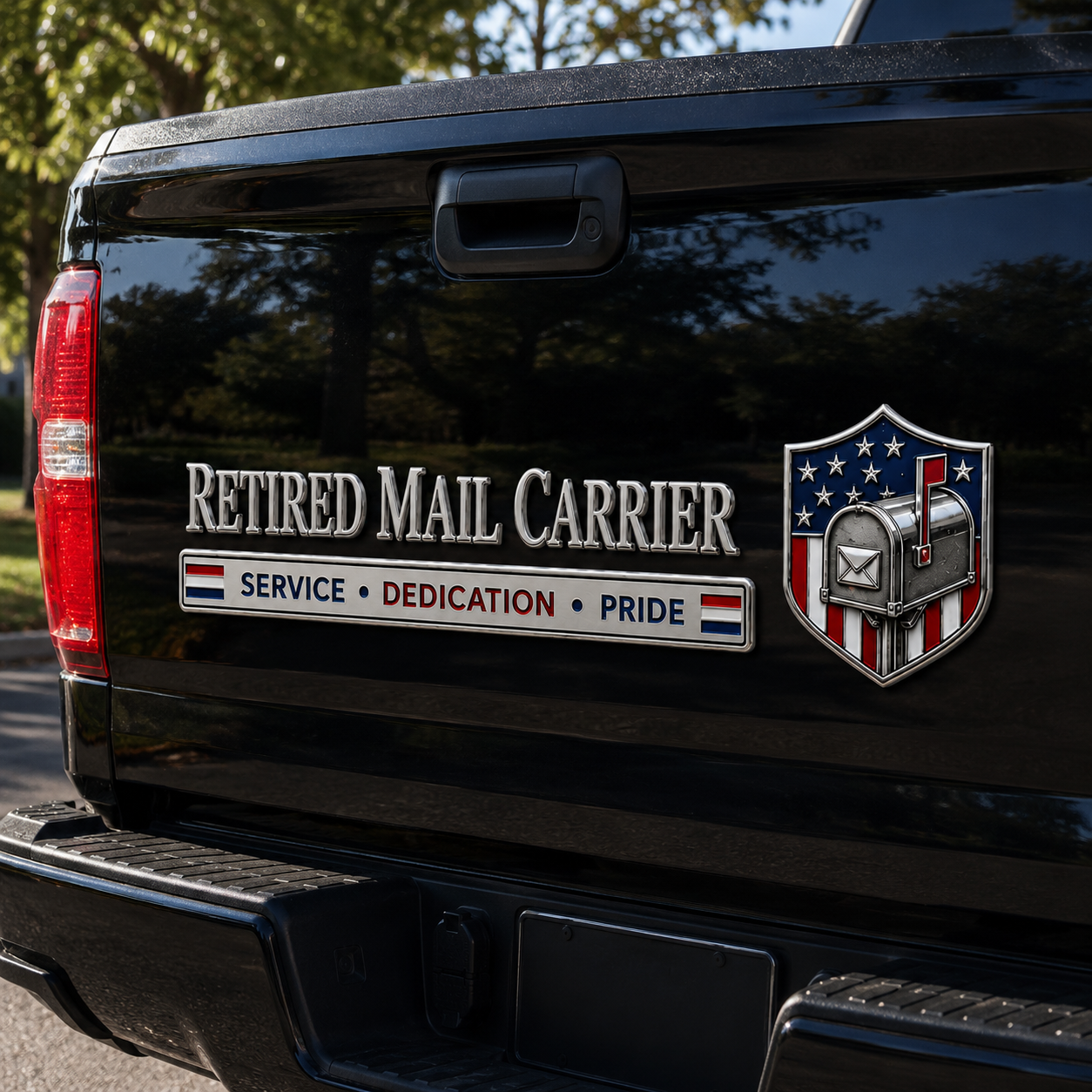 Retired Mail Carrier 3D Metal Car Emblem Badge