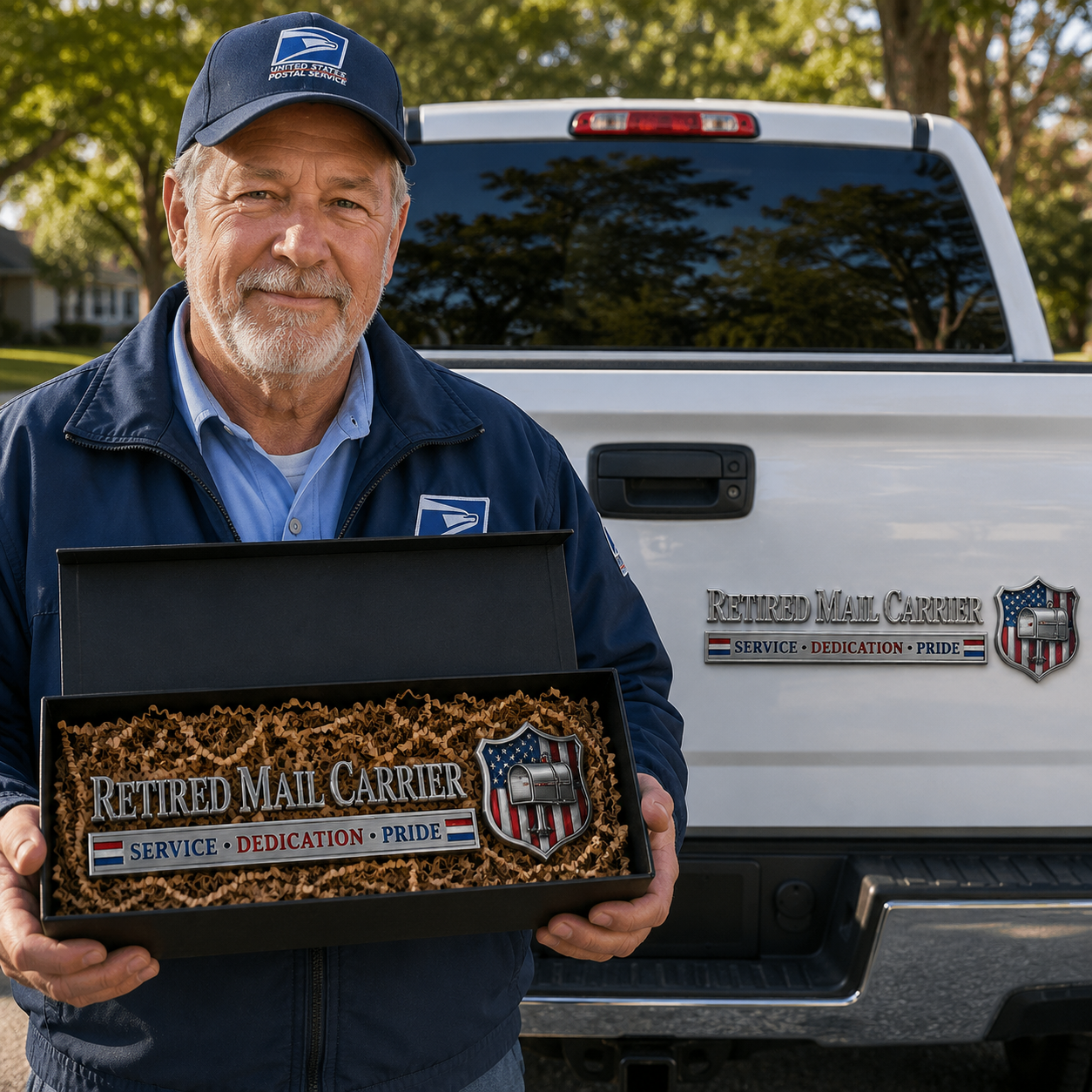 Retired Lineman 3D Metal Car Emblem Badge