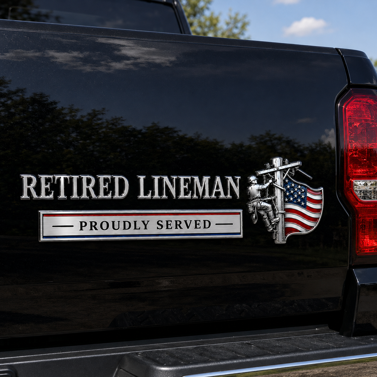 Retired Lineman 3D Metal Car Emblem Badge