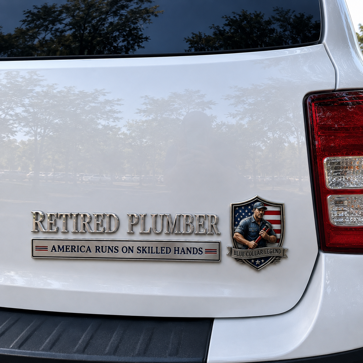 🔧 Retired Plumber America Runs On Skilled Hands Metal Car Emblem Badge