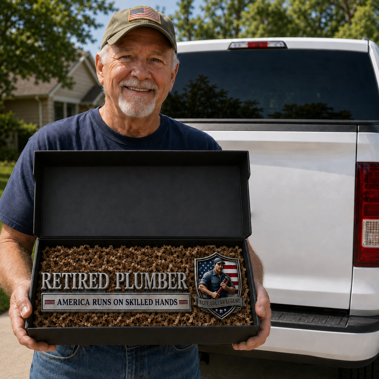 🔧 Retired Plumber America Runs On Skilled Hands Metal Car Emblem Badge