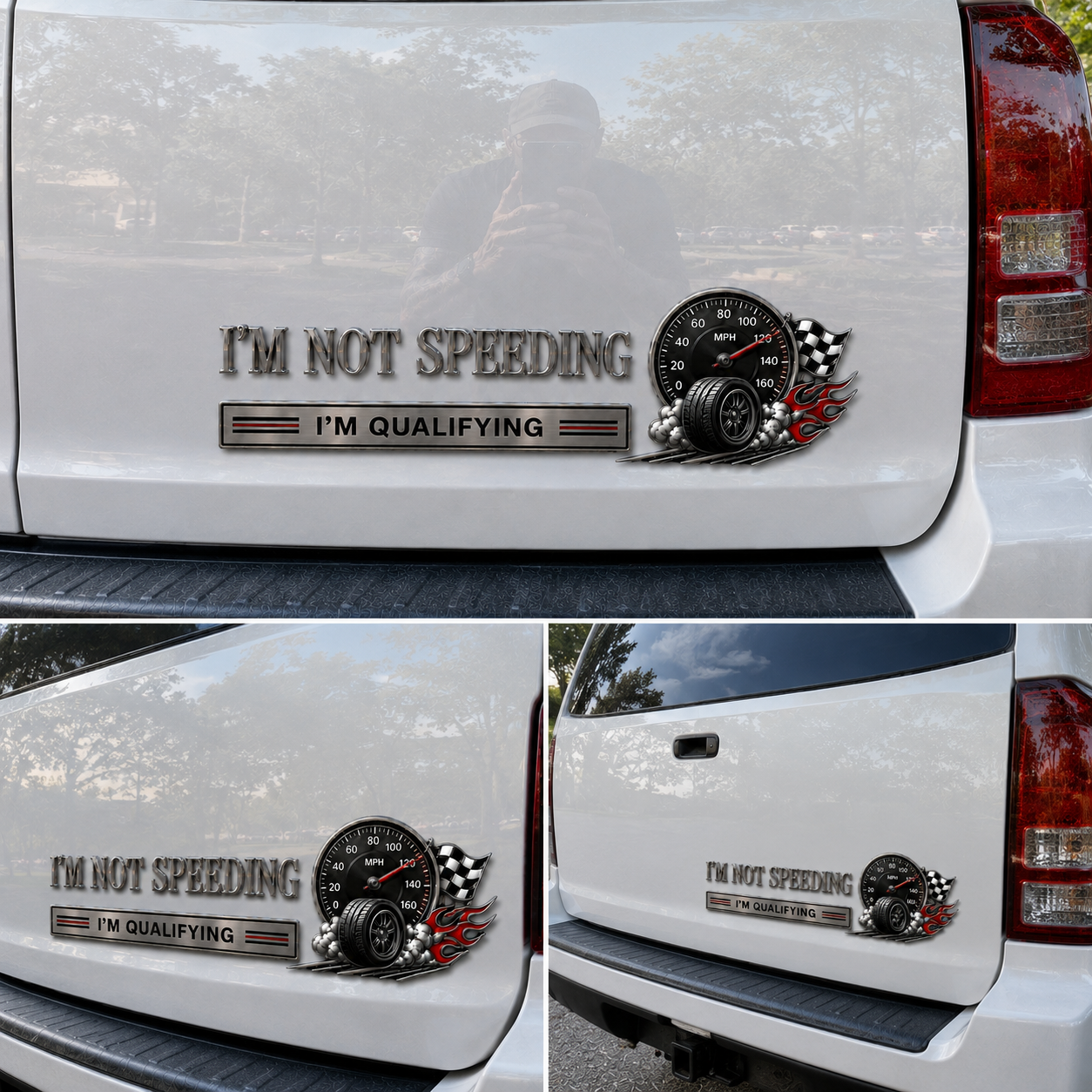 🏁 I’m Not Speeding I’m Qualifying Metal Car Emblem Badge