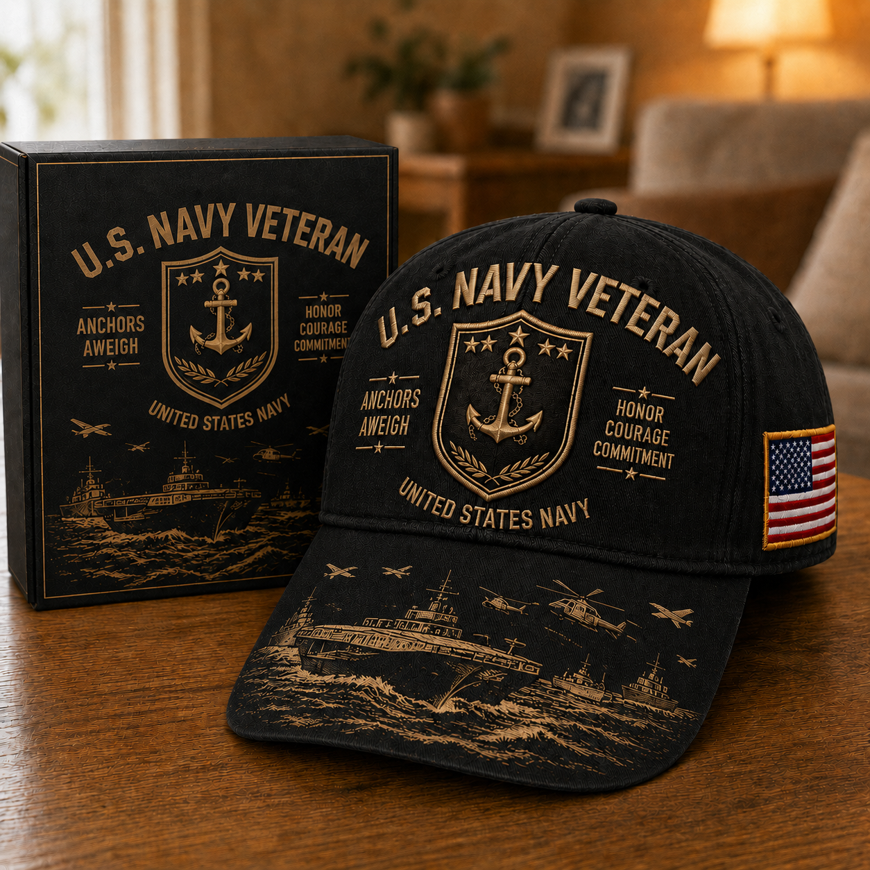 U.S. Navy Veteran Anchors Aweigh Commemorative Cap 🇺🇸