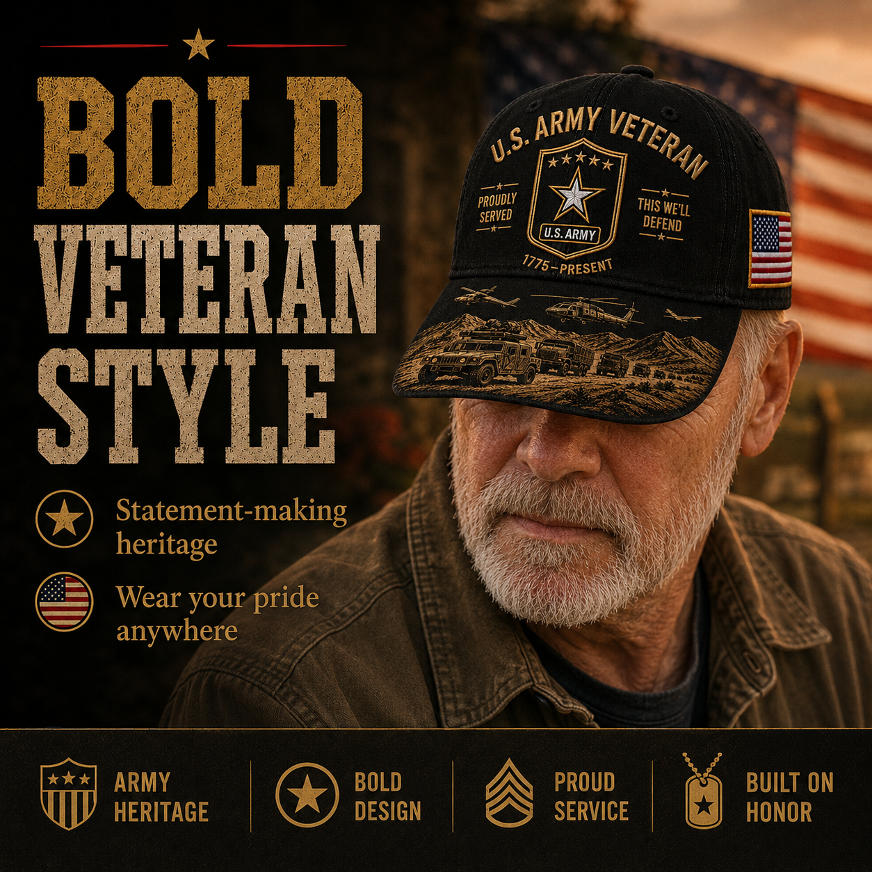 U.S. Army Veteran Proudly Served Commemorative Cap 🇺🇸