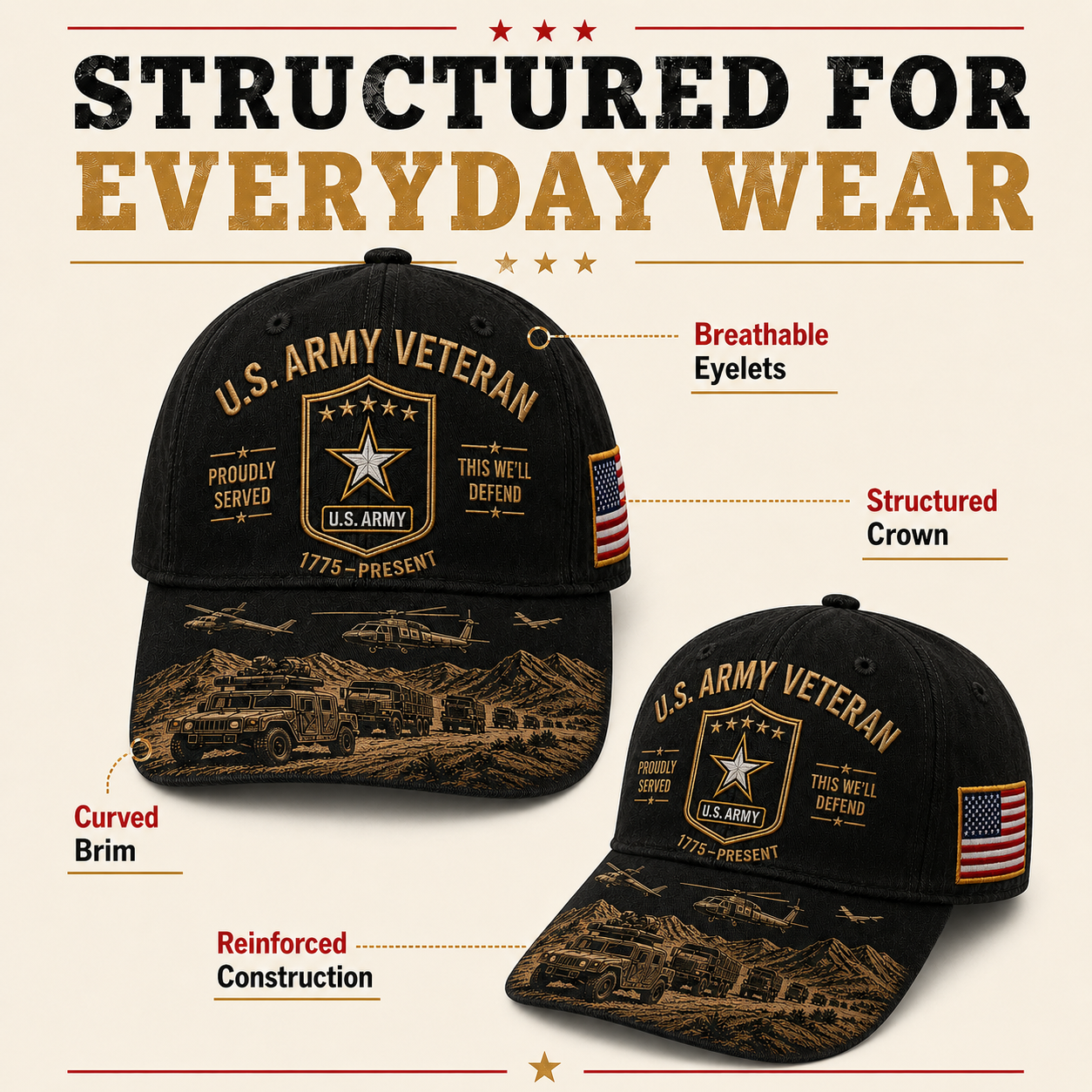 U.S. Army Veteran Proudly Served Commemorative Cap 🇺🇸