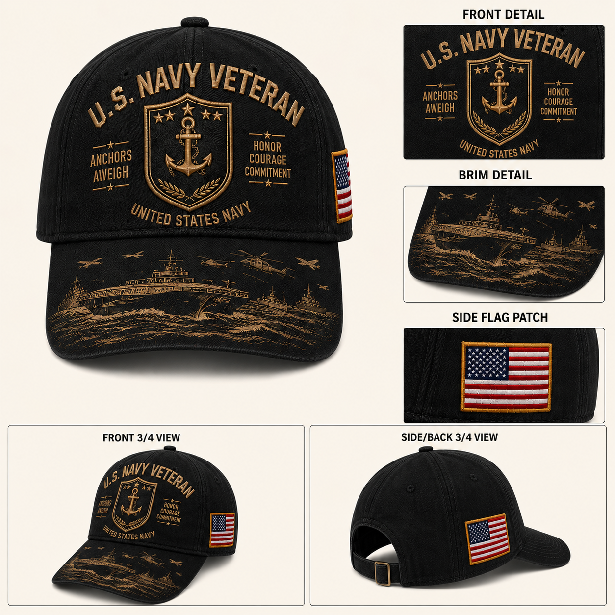 U.S. Navy Veteran Anchors Aweigh Commemorative Cap 🇺🇸