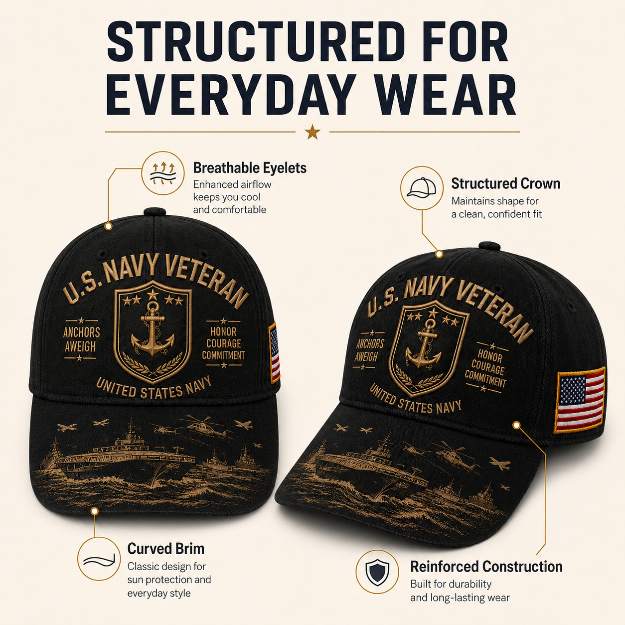 U.S. Navy Veteran Anchors Aweigh Commemorative Cap 🇺🇸