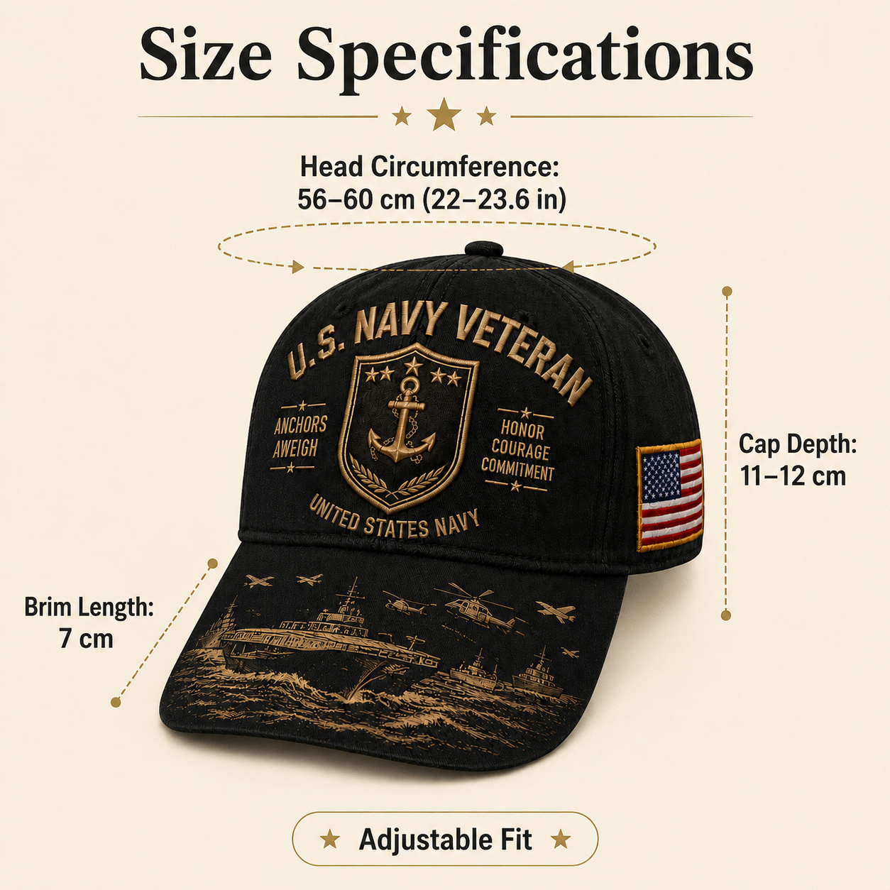 U.S. Navy Veteran Anchors Aweigh Commemorative Cap 🇺🇸