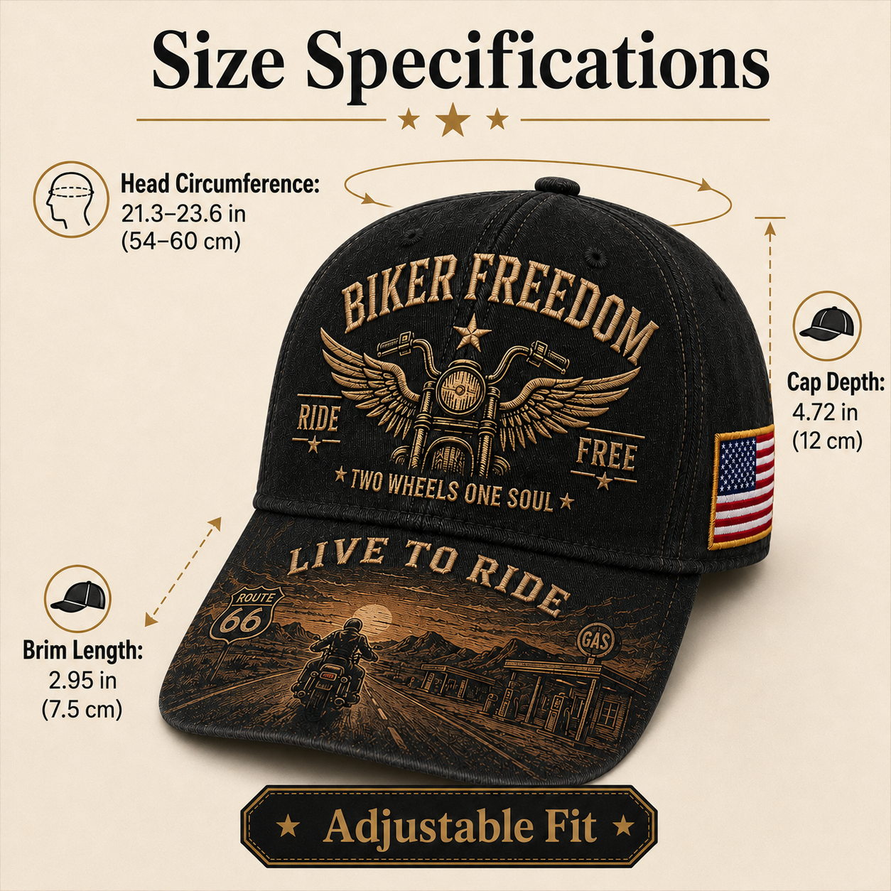 Biker Freedom Live To Ride Commemorative Cap