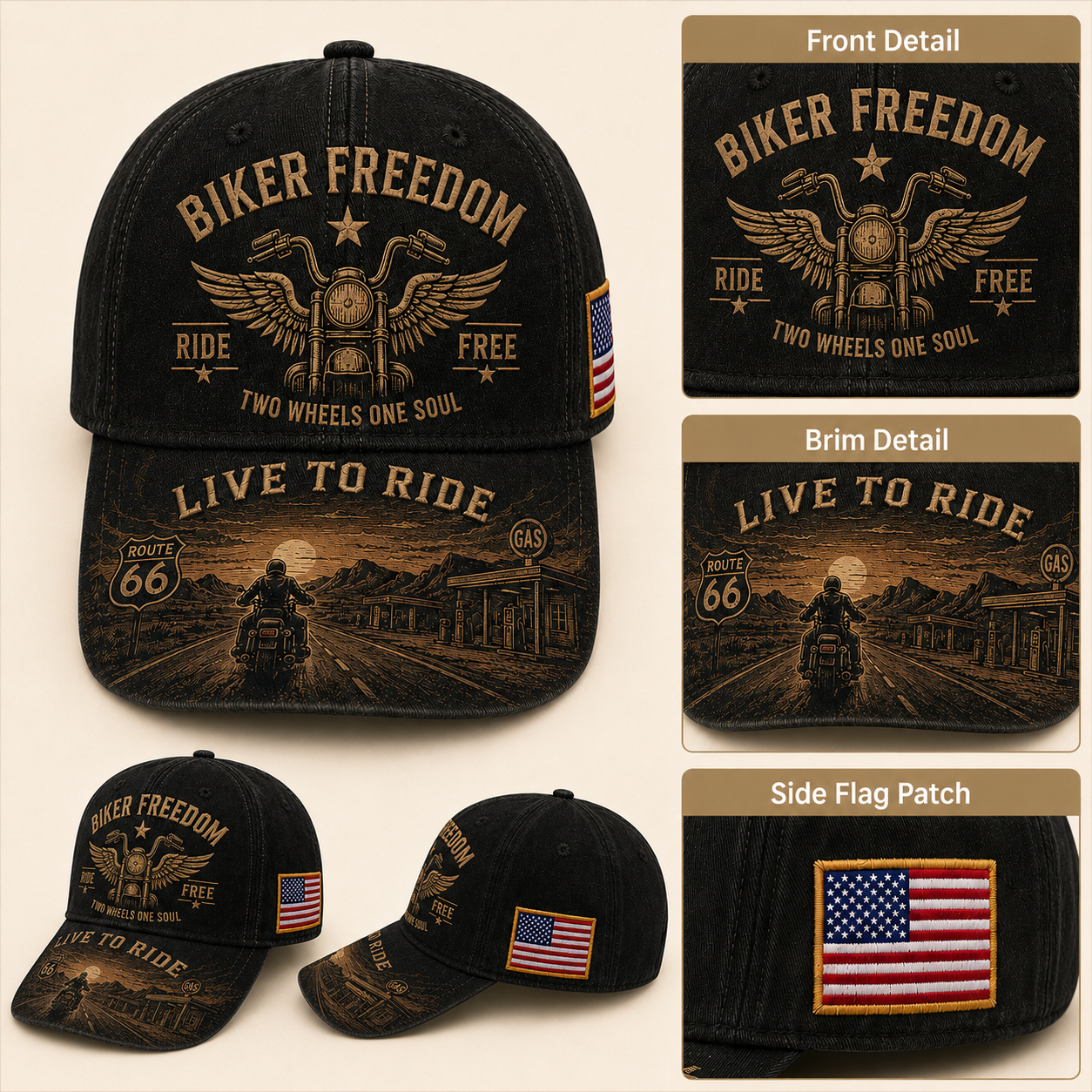 Biker Freedom Live To Ride Commemorative Cap