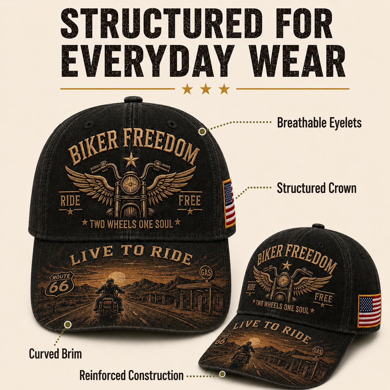 Biker Freedom Live To Ride Commemorative Cap
